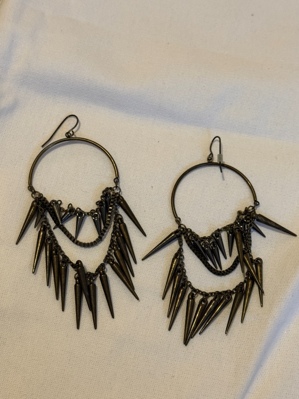 Topshop Gunmetal Spike Hoop Layered Earrings